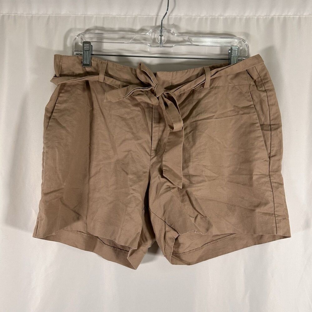 Banana Republic Linen Blend Shorts Women's 10 Brown Belted Tie Chino 4.5" Inseam